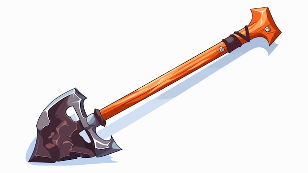 Vector a cartoon of an axe with a wooden handle