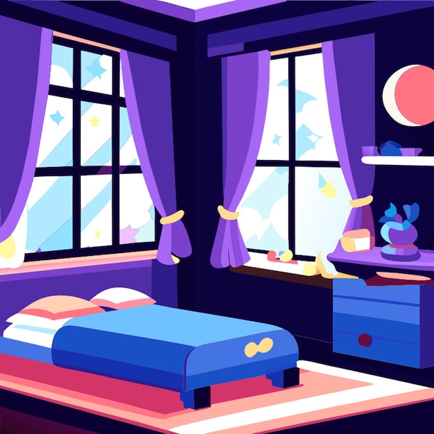 Vector cartoon bedroom vector illustration