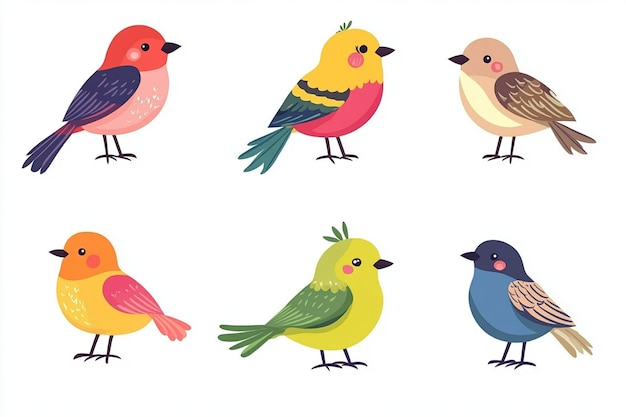 Vector cartoon birds clip art leuke set vector