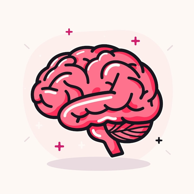 Vector cartoon brain illustration vector clip art icon design