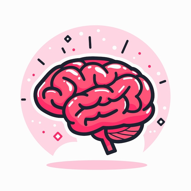 Vector cartoon brain illustration vector clip art icon design