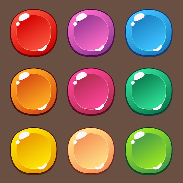 Vector cartoon button set game, gui element for mobile game