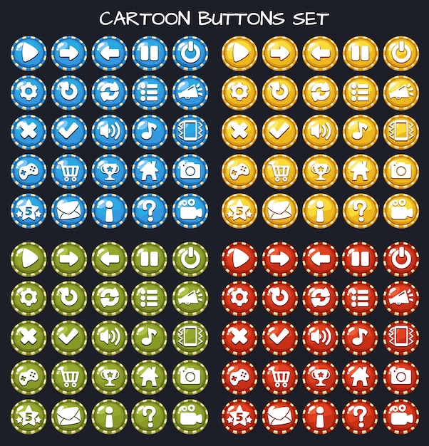 Vector cartoon buttons set game element