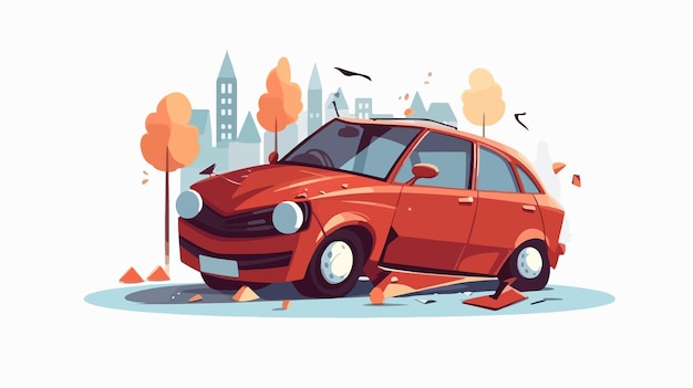 Vector cartoon car crash insurance security icon design