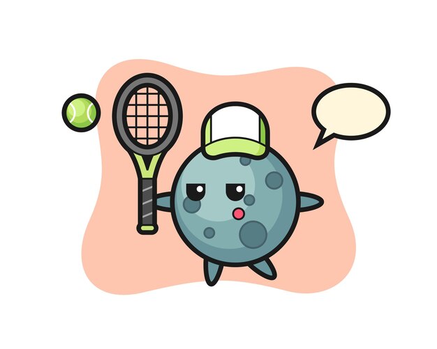 Cartoon character of asteroid as a tennis player