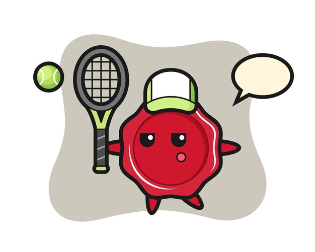 Cartoon character of sealing wax as a tennis player