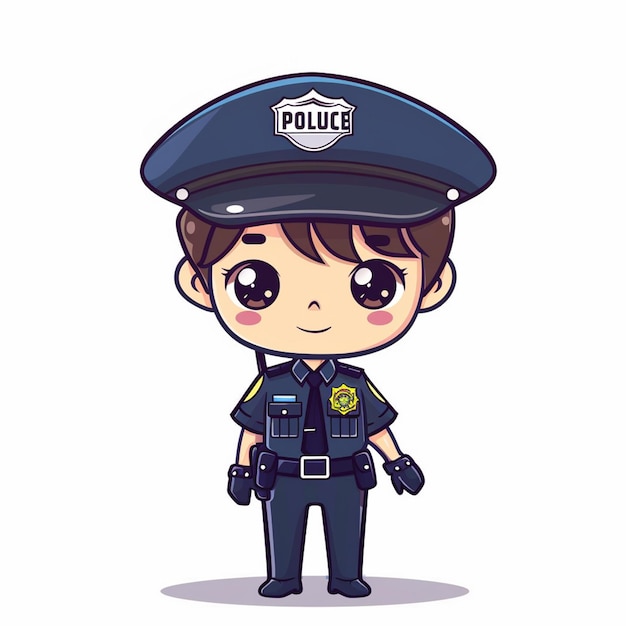 Vector a cartoon character with a blue police uniform on and a police officer on the front