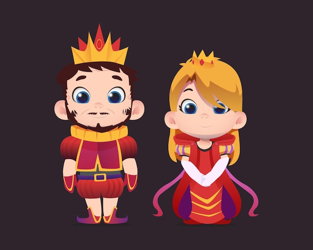 Cartoon characters of king and queen