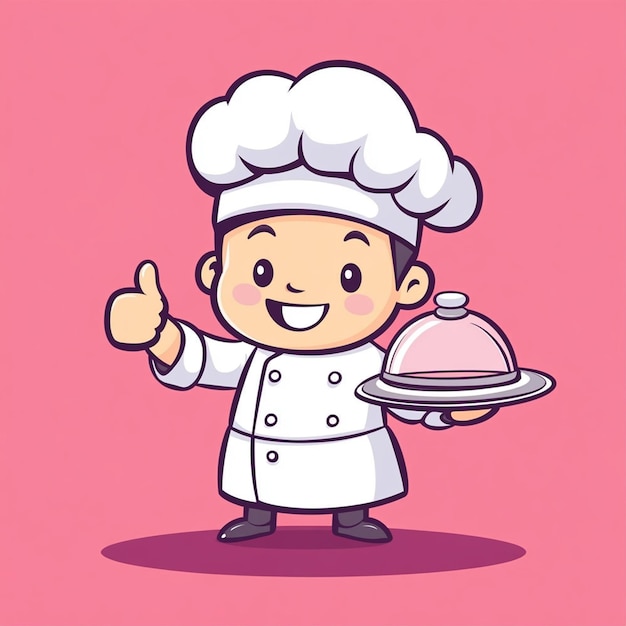 Vector cartoon chef thumbs up cloche