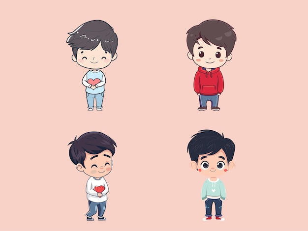 Vector cartoon cute boy