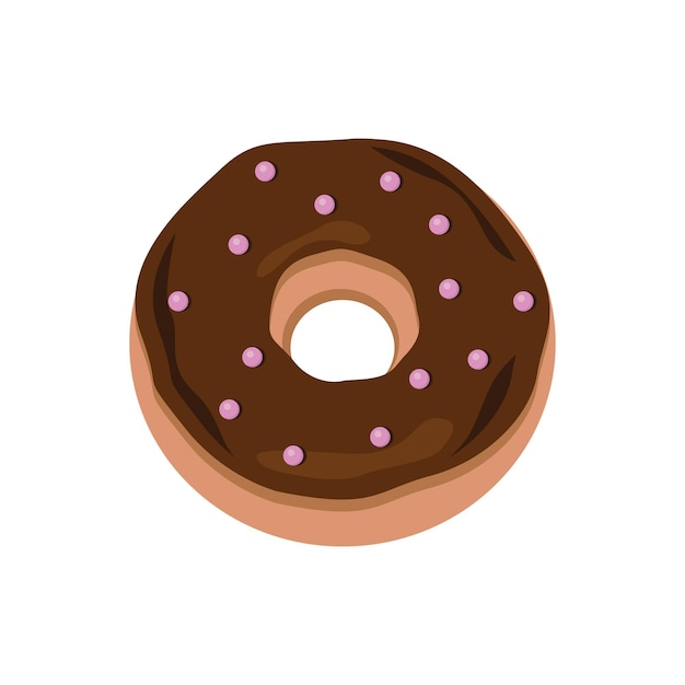 Cartoon donut isolated on white background Vector Donut into the glaze Sweet doughnut food