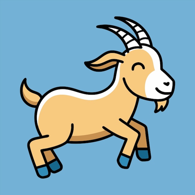 Vector a cartoon drawing of a goat with a cartoon face and a blue background