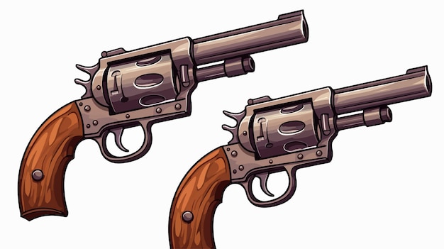 Vettore un disegno di cartone animato di una pistola con una pistola su di essa