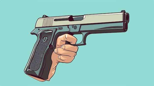 Vettore un disegno di cartone animato di una pistola con la parola d su di essa