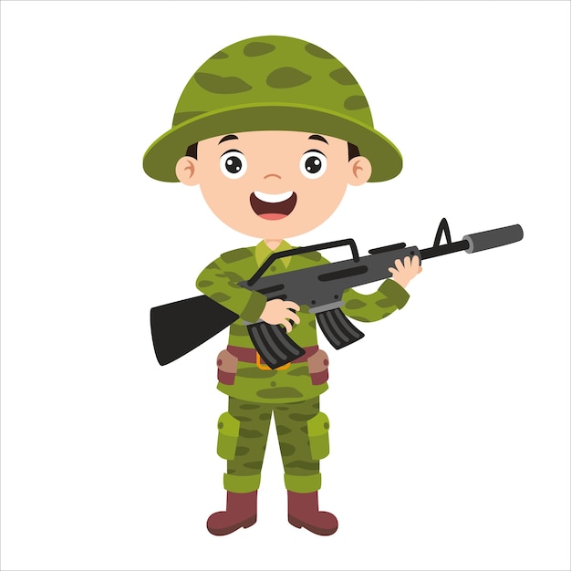 Vector cartoon drawing of a soldier