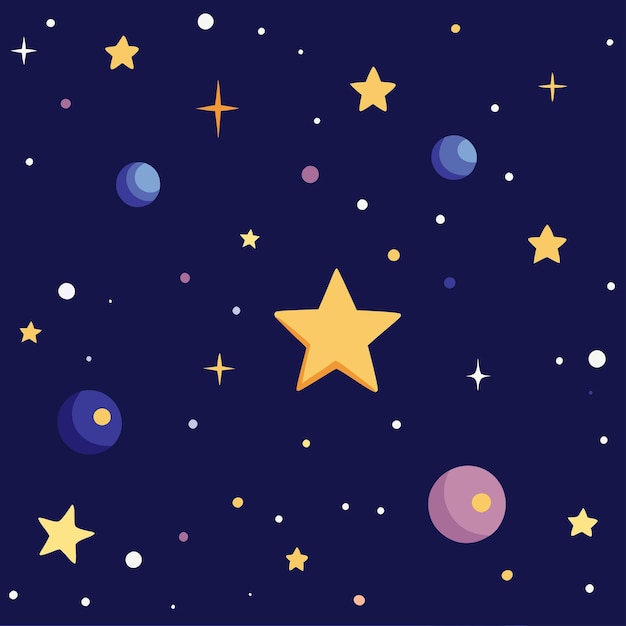 Vector a cartoon drawing of a space with planets and stars