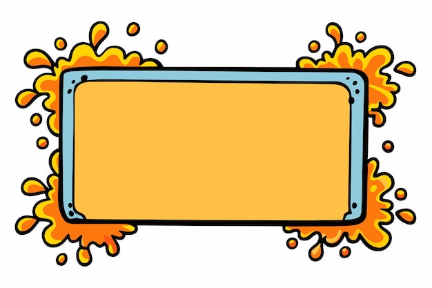 Vector a cartoon drawing of a yellow sign with orange splashes and orange splashes