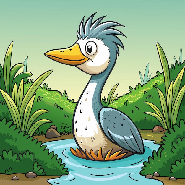 a cartoon of a duck in a pond with a cartoon image of a duck in the middle