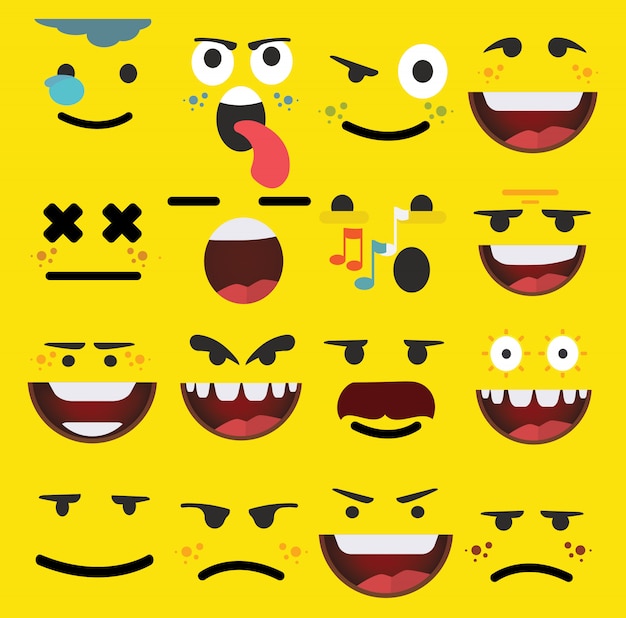 Cartoon faces expressions vector