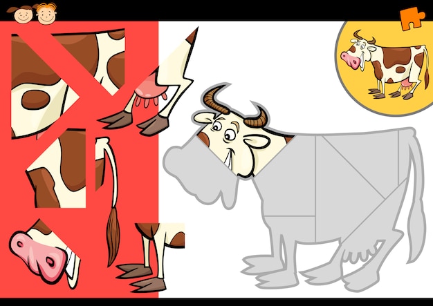 cartoon farm cow puzzle game