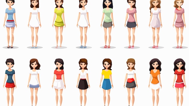 Vector cartoon female body add photos or mix and match