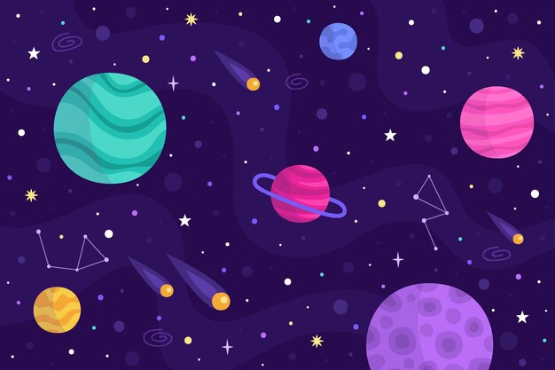 Vector cartoon galaxy background