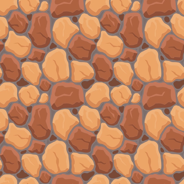 Cartoon game texture background rocks dirt and ground surface seamless pattern