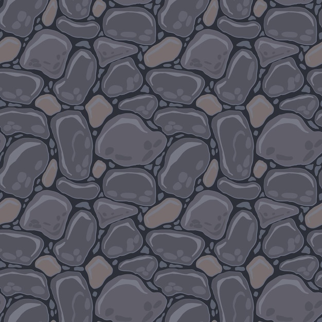 Vector cartoon game texture rocks dirt and ground surface seamless pattern game asset background