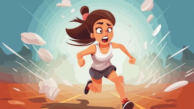 Vector a cartoon girl running in a race with the words  her name  on the side