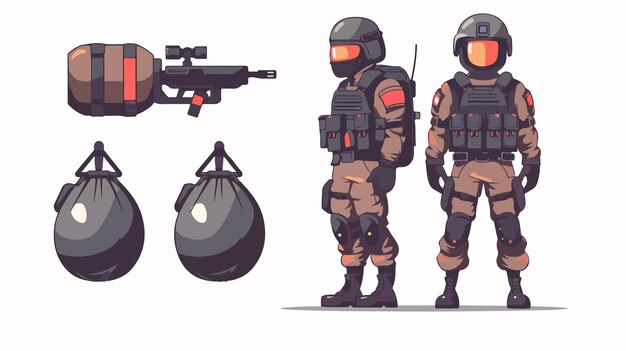 Vector cartoon grenade character for special forces