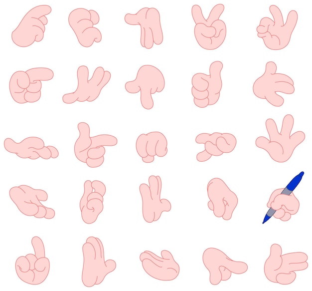 Vector cartoon hands gestures