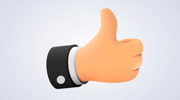 Cartoon human hand with thumb Concept of like at social network success or good feedback