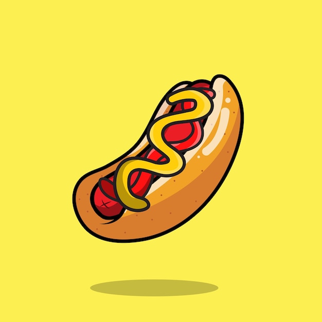 Cartoon illustartion hotdog