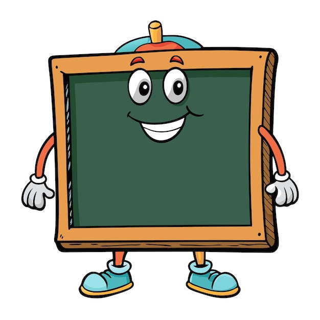 Vector a cartoon illustration of a blackboard looking happy smiling