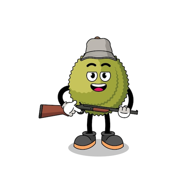 Cartoon Illustration of durian fruit hunter character design