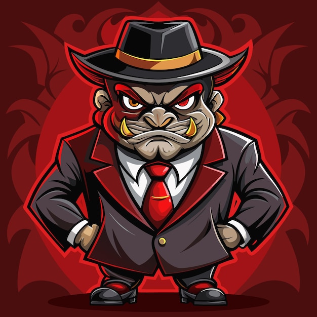 Cartoon illustration of a gangster with a suit and fedora