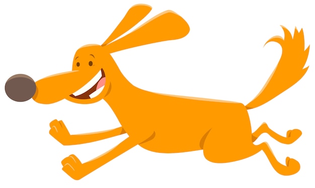 Cartoon Illustration of Happy Running Dog