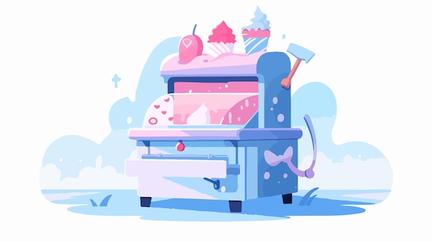 Vector a cartoon illustration of a kitchen stove with a cake in the middle