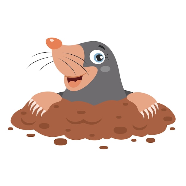 Vector cartoon illustration of a mole