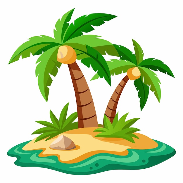 Vector a cartoon illustration of a tropical island with palm trees