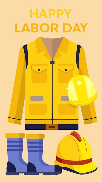 Vector a cartoon illustration of a yellow jacket with a yellow helmet and a bucket