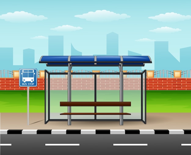 Cartoon is a city bus stop