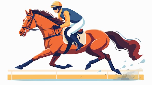 Vector a cartoon of a jockey on a horse with the number 3 on it