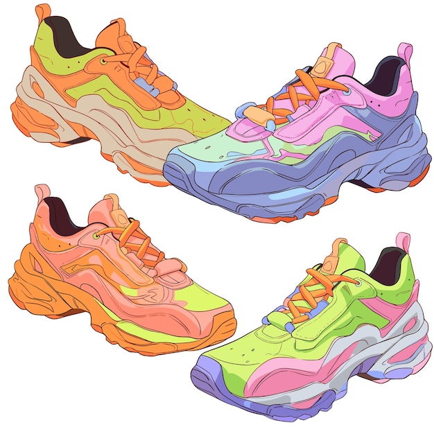 Vector cartoon kicks galore freepiks trendsetting 2d sneaker vectors