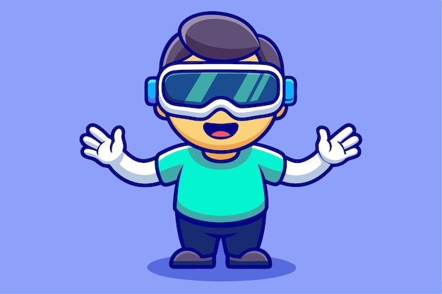 Vector a cartoon of a kid wearing goggles with the words quot goggles quot