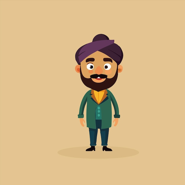 a cartoon of a man with a beard and a hat on his head