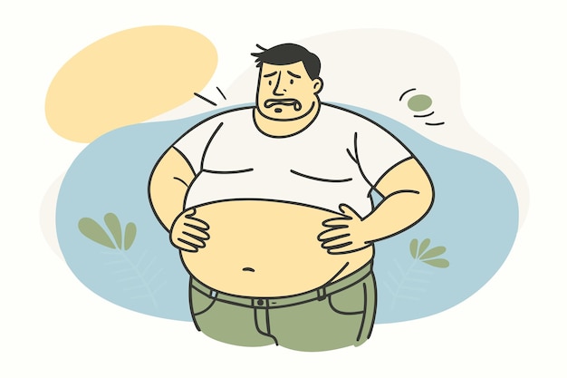 Vector a cartoon of a man with a shirt that says quot fat quot