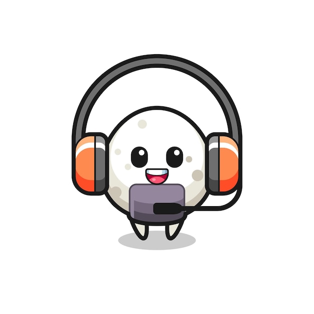 Vector cartoon mascot of onigiri as a customer service