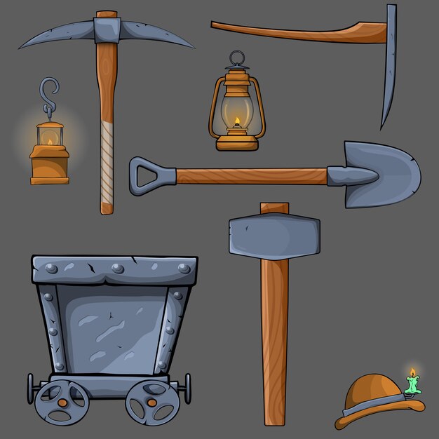 Vector cartoon mining set,