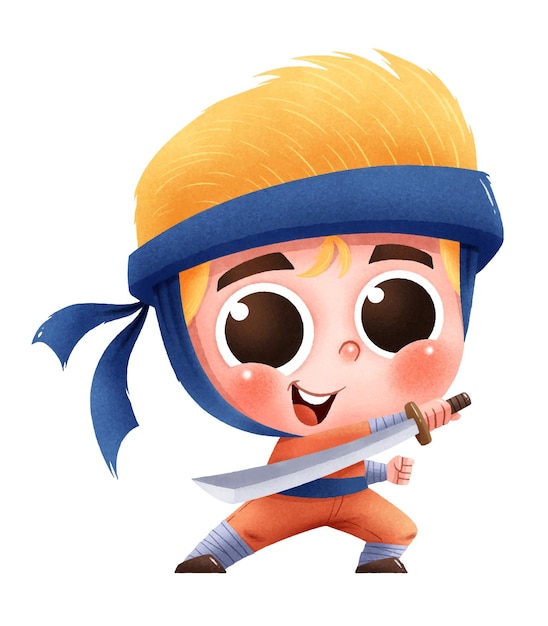 Cartoon Ninja. Cute character Ninja kids